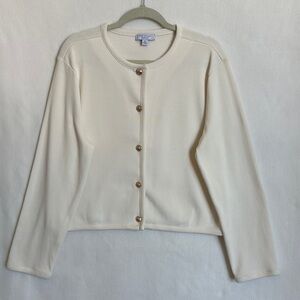 Ann Taylor Weekend Collection Women Sz XXL Off White Jacket with Gold Accents
